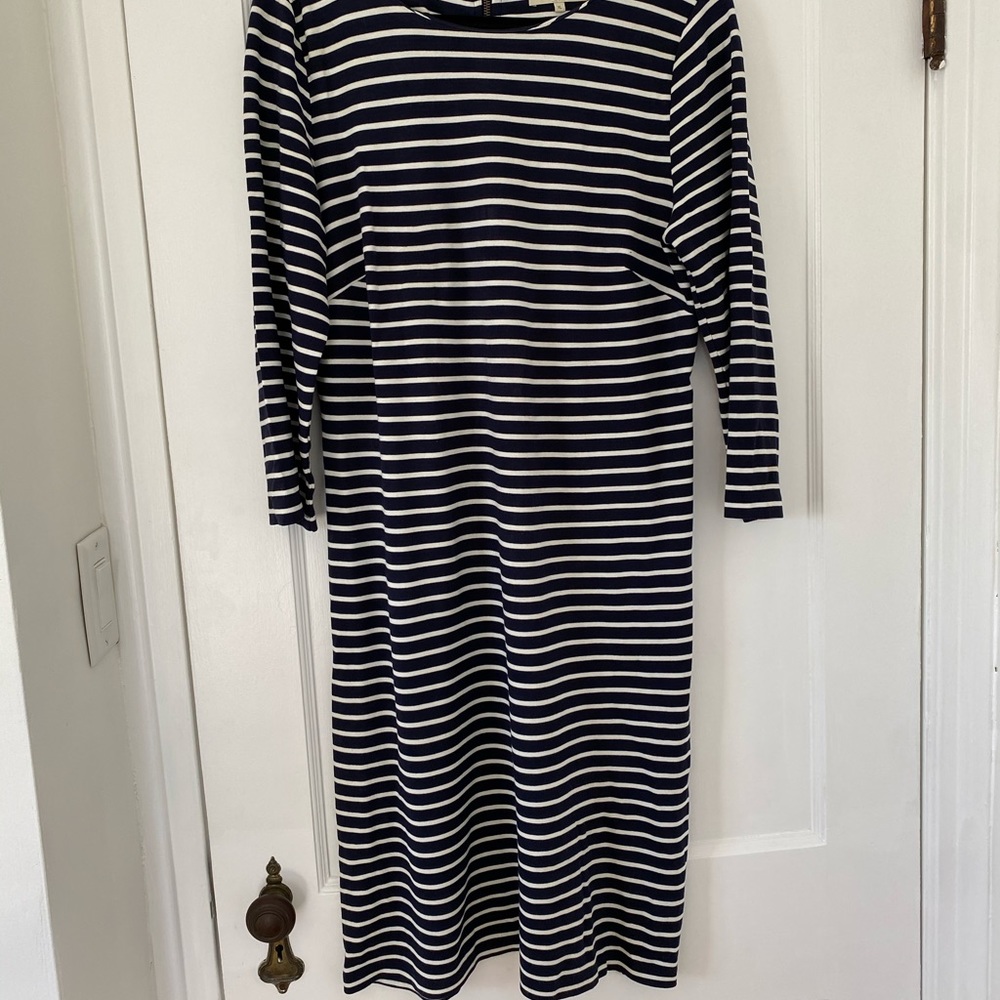 Striped boat neck maternity shift dress